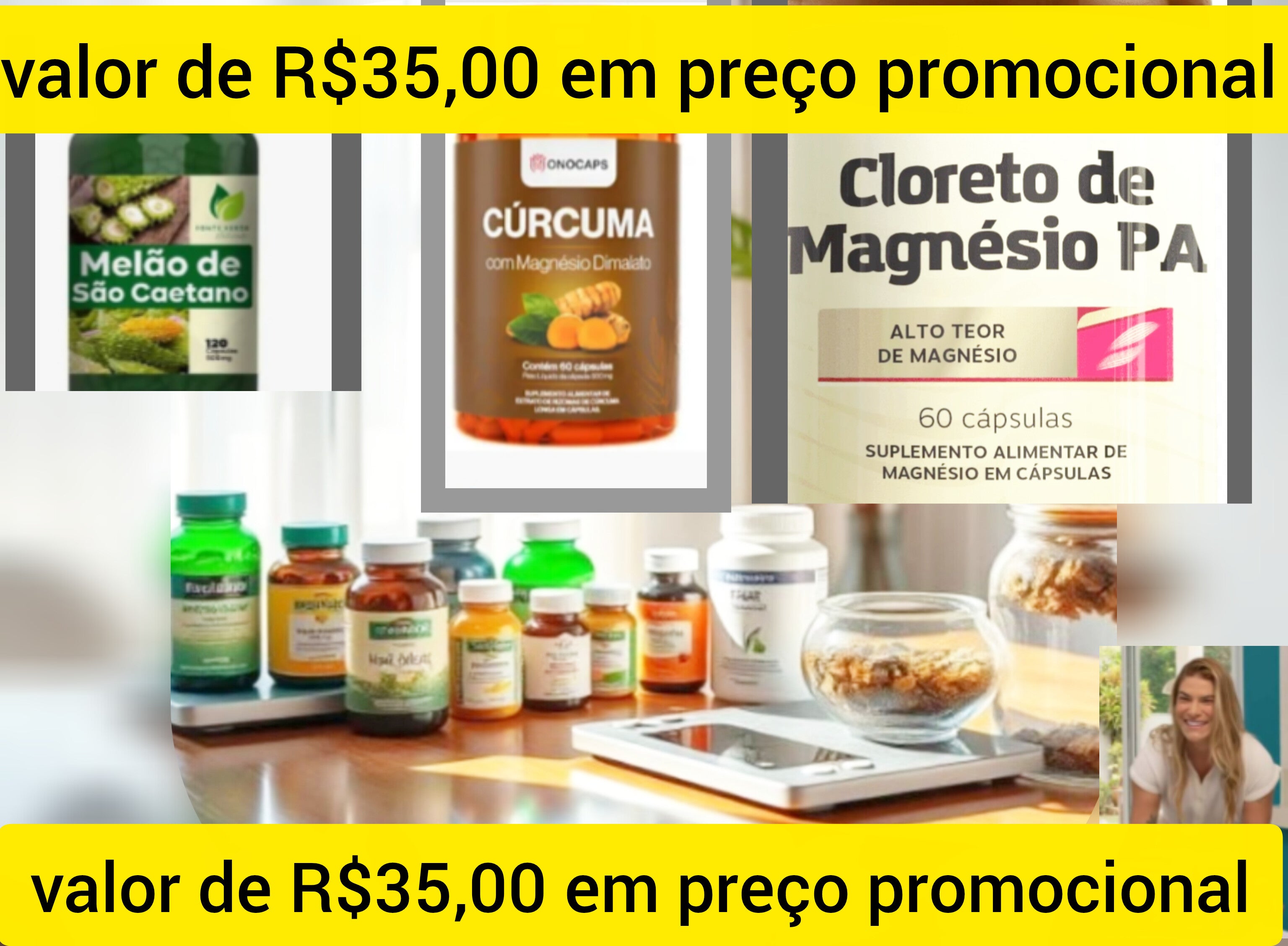 Cloreto de magnésio Curcuma  Melão de São Caetano